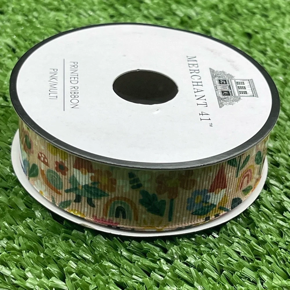 Floral Mushroom Gnome Grosgrain Ribbon, NWT, For Bundles Only